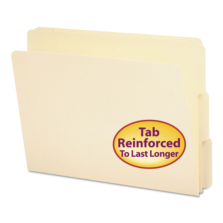 Heavyweight Manila End Tab Folders, 9" Front, 1/3-Cut Tabs, Letter Size, 100/box - SMD24134