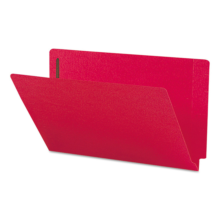 Heavyweight Colored End Tab Folders With Two Fasteners, Straight Tab, Legal Size, Red, 50/box - SMD28740
