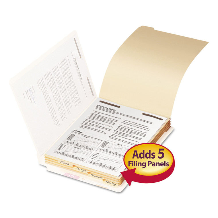 Stackable Folder Dividers W/ Fasteners, 1/5-Cut End Tab, Letter Size, Manila, 50/pack - SMD35600
