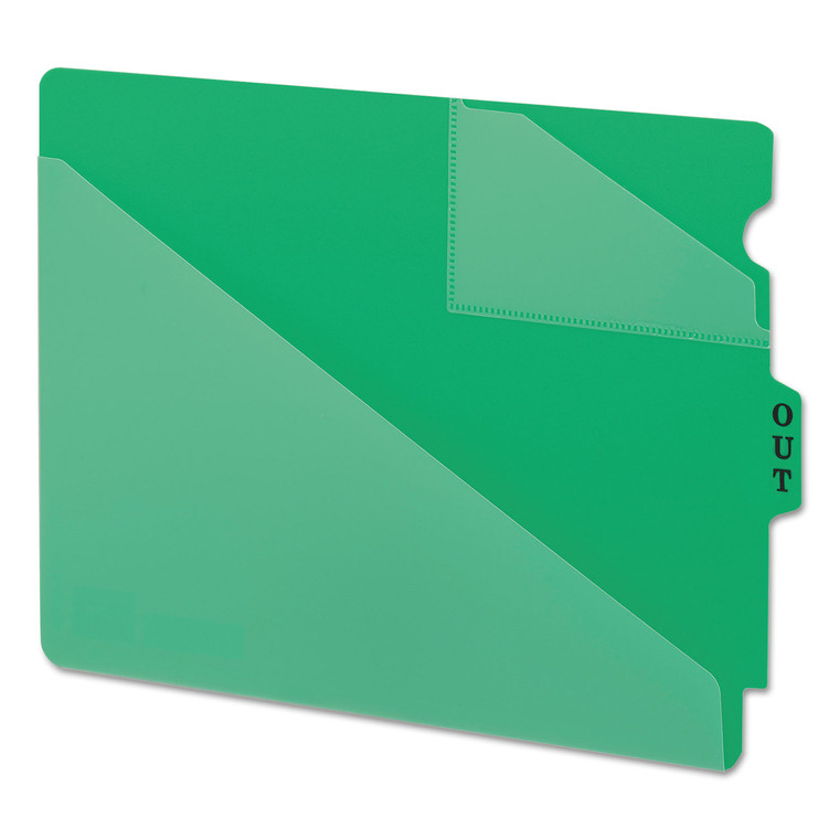 End Tab Poly Out Guides, Two-Pocket Style, 1/3-Cut End Tab, Out, 8.5 X 11, Green, 50/box - SMD61962