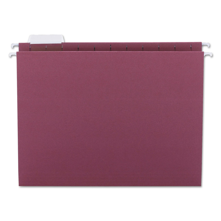 Colored Hanging File Folders, Letter Size, 1/5-Cut Tab, Maroon, 25/box - SMD64073