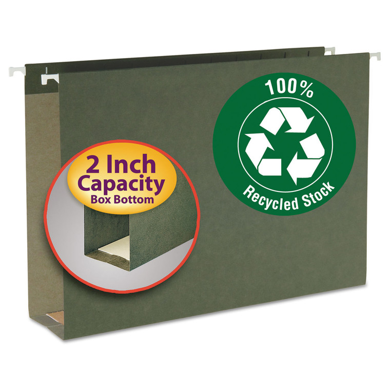 Box Bottom Hanging File Folders, Legal Size, Standard Green, 25/box - SMD65095