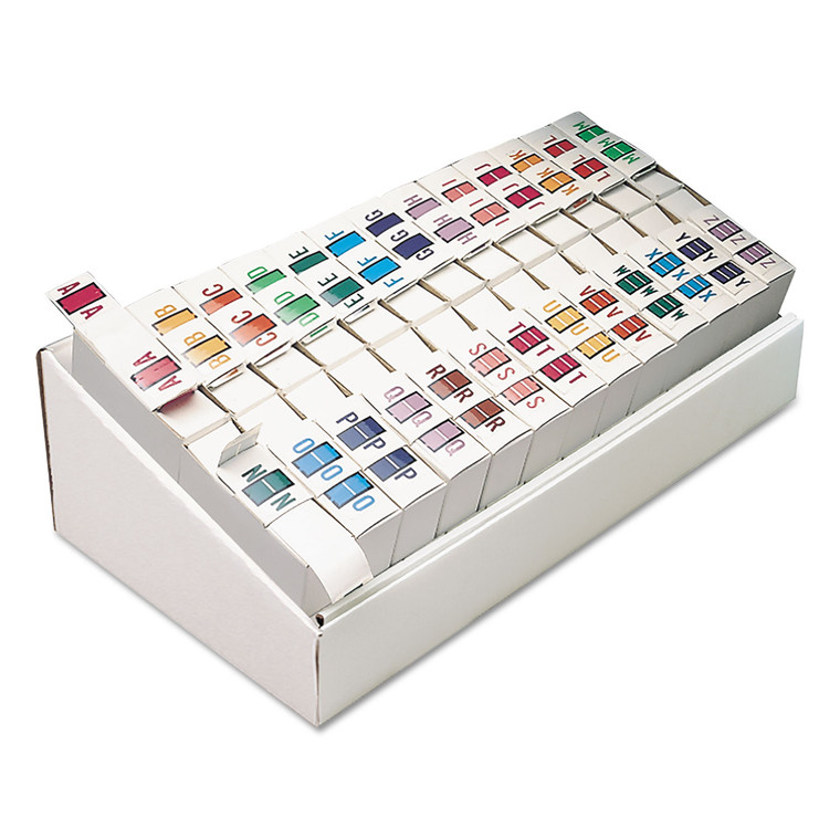 A-Z Color-Coded End Tab Filing Labels, A-Z, 1 X 1.25, White, 500/roll, 26 Rolls/box - SMD67070