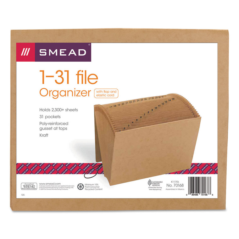 Indexed Expanding Kraft Files, 31 Sections, 1/31-Cut Tab, Letter Size, Kraft - SMD70168