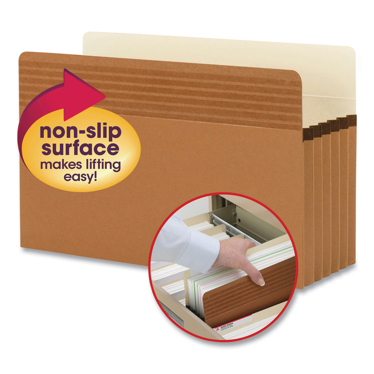 Easy Grip Pockets, 5.25" Expansion, Legal Size, Redrope, 10/box - SMD73211