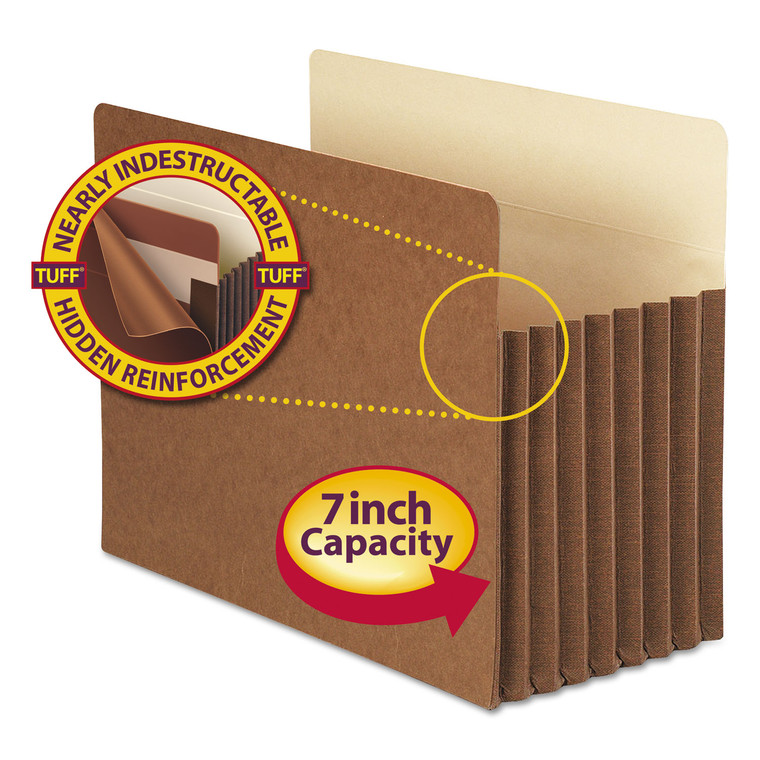 Redrope Tuff Pocket Drop-Front File Pockets W/ Fully Lined Gussets, 7" Expansion, Letter Size, Redrope, 5/box - SMD73395