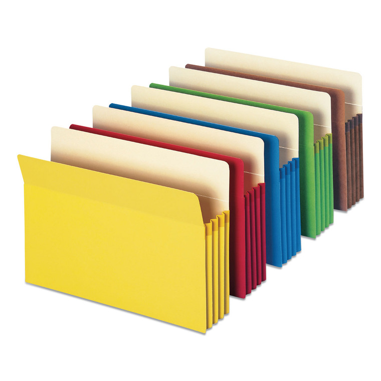 Colored File Pockets, 3.5" Expansion, Letter Size, Assorted, 5/pack - SMD73892