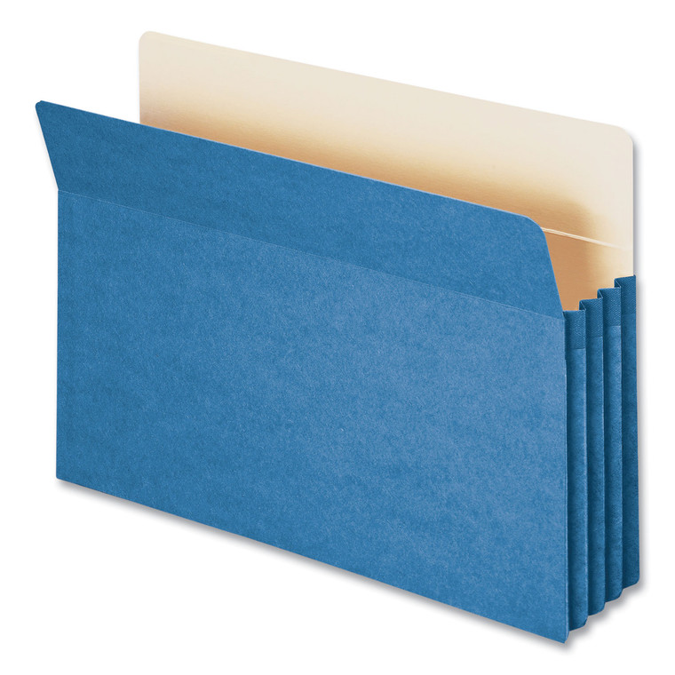 Colored File Pockets, 3.5" Expansion, Legal Size, Blue - SMD74225