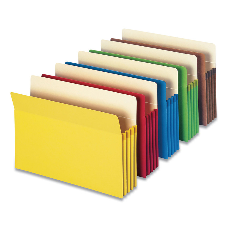 Colored File Pockets, 3.5" Expansion, Legal Size, Assorted, 5/pack - SMD74892