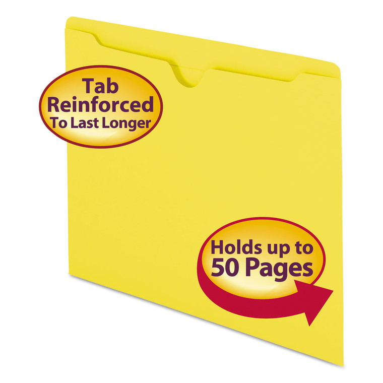 Colored File Jackets With Reinforced Double-Ply Tab, Straight Tab, Letter Size, Yellow, 100/box - SMD75511