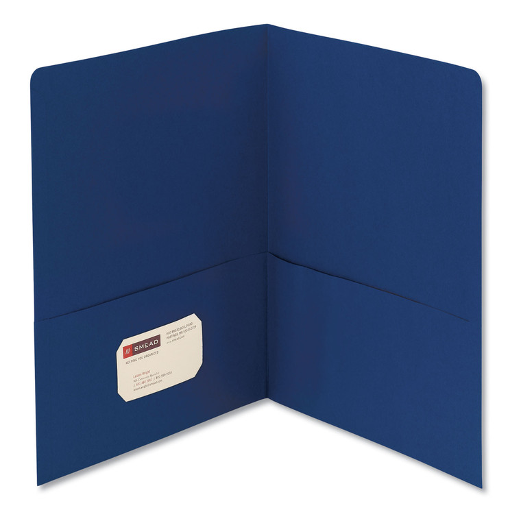 Two-Pocket Folder, Textured Paper, 100-Sheet Capacity, 11 X 8.5, Dark Blue, 25/box - SMD87854