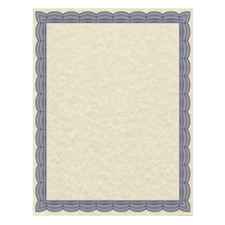 Parchment Certificates, Traditional, 8.5 X 11, Ivory With Blue Border, 50/pack - SOU91342