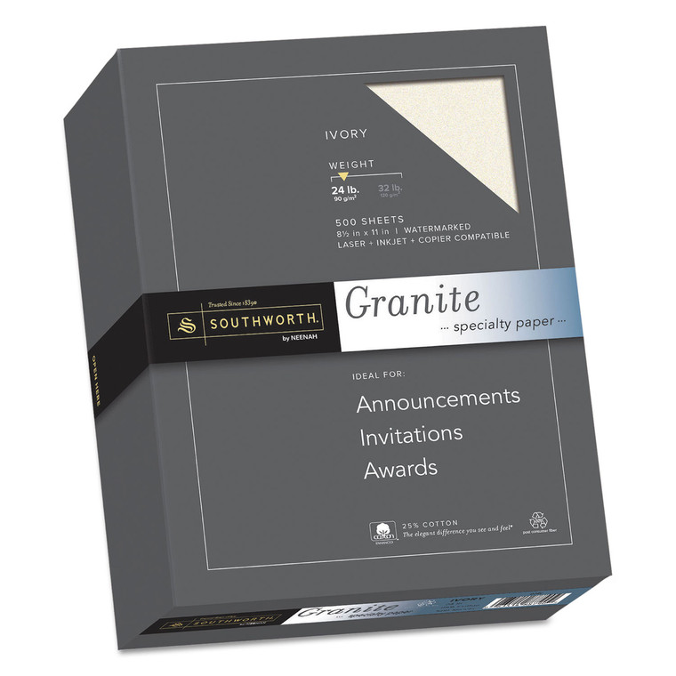 Granite Specialty Paper, 24 Lb, 8.5 X 11, Ivory, 500/ream - SOU934C