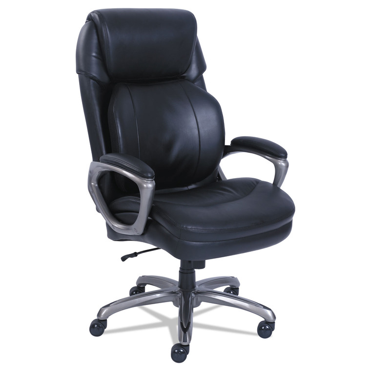 Cosset Big And Tall Executive Chair, Supports Up To 400 Lb, 19" To 22" Seat Height, Black Seat/back, Slate Base - SRJ48964