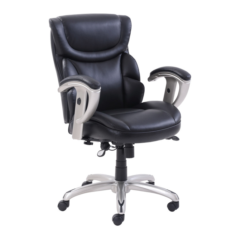 Emerson Task Chair, Supports Up To 300 Lb, 18.75" To 21.75" Seat Height, Black Seat/back, Silver Base - SRJ49711BLK