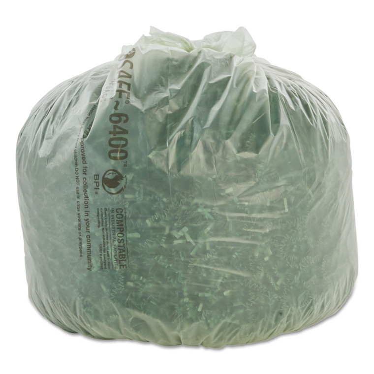 Ecosafe-6400 Bags, 13 Gal, 0.85 Mil, 24" X 30", Green, 45/box - STOE2430E85