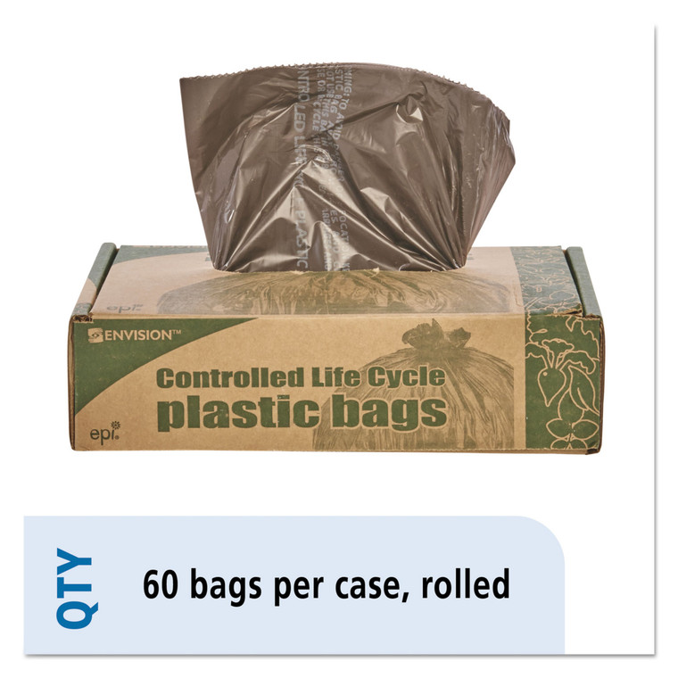 Controlled Life-Cycle Plastic Trash Bags, 30 Gal, 0.8 Mil, 30" X 36", Brown, 60/box - STOG3036B80