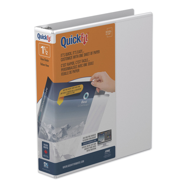 Quickfit D-Ring View Binder, 3 Rings, 1.5" Capacity, 11 X 8.5, White - STW87020