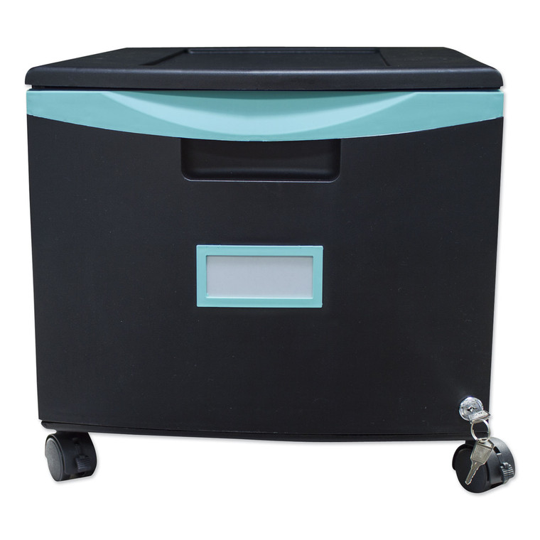 Single-Drawer Mobile Filing Cabinet, 1 Legal/letter-Size File Drawer, Black/teal, 14.75" X 18.25" X 12.75" - STX61270U01C