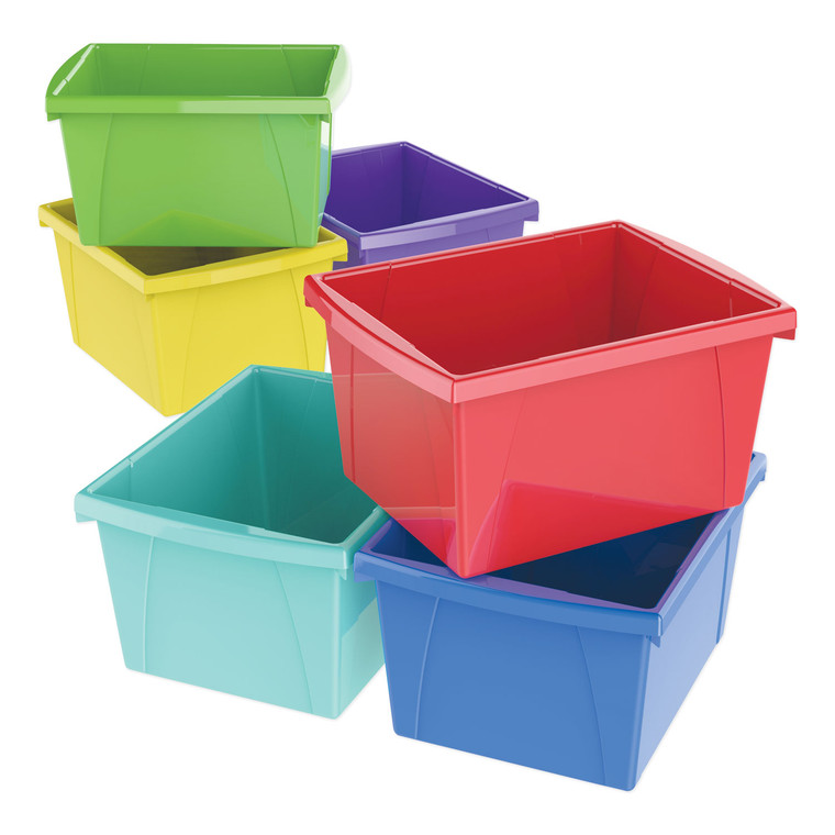 Storage Bins, 4 Gal, 10" X 12.63" X 7.75", Randomly Assorted Colors - STX61514U06C