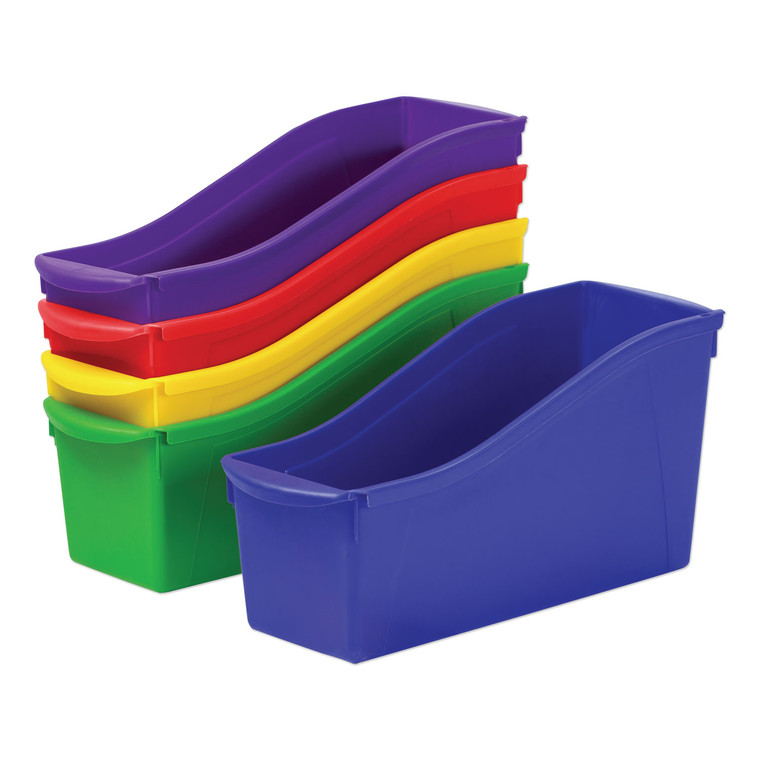 Interlocking Book Bins, 4.75" X 12.63" X 7", Assorted Colors, 5/pack - STX70105U06C