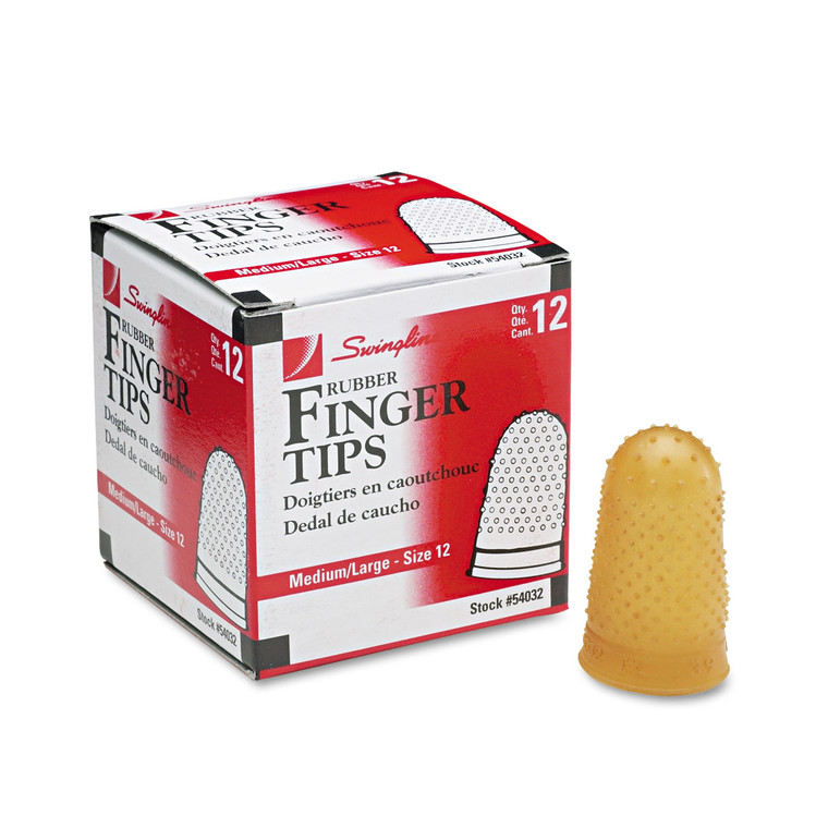 Rubber Finger Tips, 12 (medium-Large), Amber, Dozen - SWI54032