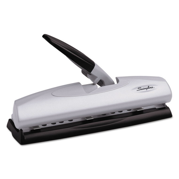 20-Sheet Lighttouch Desktop Two- To Seven-Hole Punch, 9/32" Holes, Silver/black - SWI74030