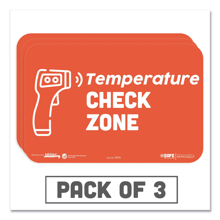 Besafe Messaging Education Wall Signs, 9 X 6, "temperature Check Zone", 3/pack - TAB29510