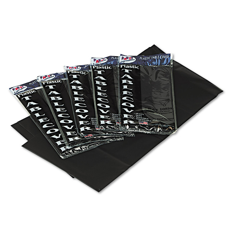 Table Set Rectangular Table Covers, Heavyweight Plastic, 54" X 108", Black, 6/pack - TBL549BK