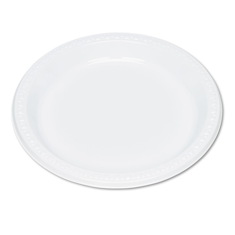 Plastic Dinnerware, Plates, 9" Dia, White, 125/pack, 4 Packs/carton - TBL9644WH