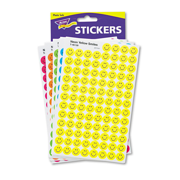 Superspots And Supershapes Sticker Variety Packs, Neon Smiles, Assorted Colors, 2,500/pack - TEPT1942