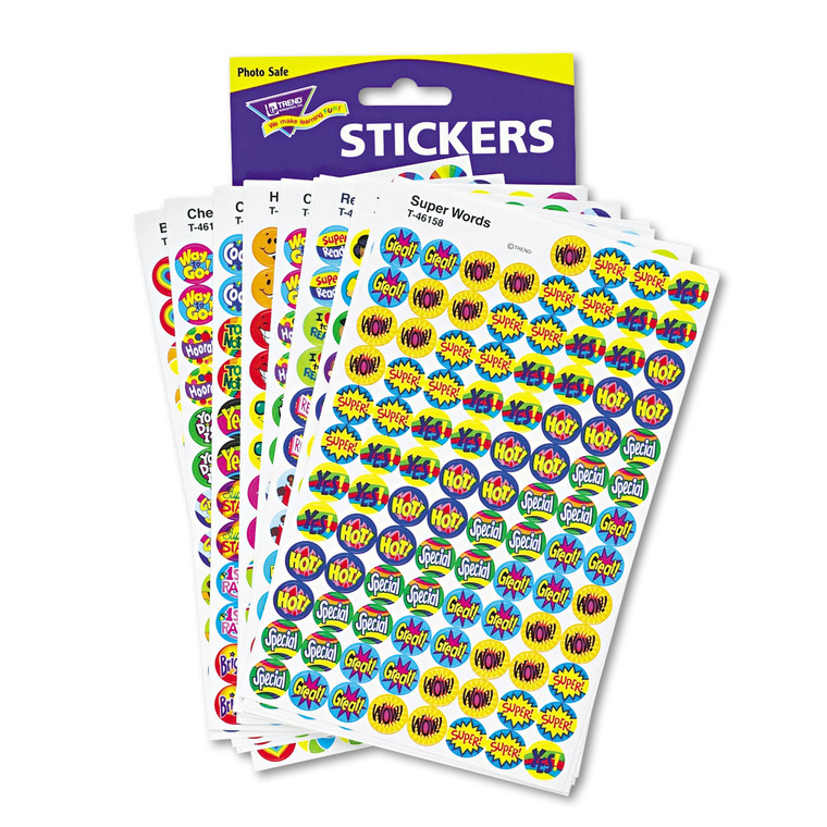 Superspots And Supershapes Sticker Variety Packs, Positive Praisers, Assorted Colors, 2,500/pack - TEPT1945