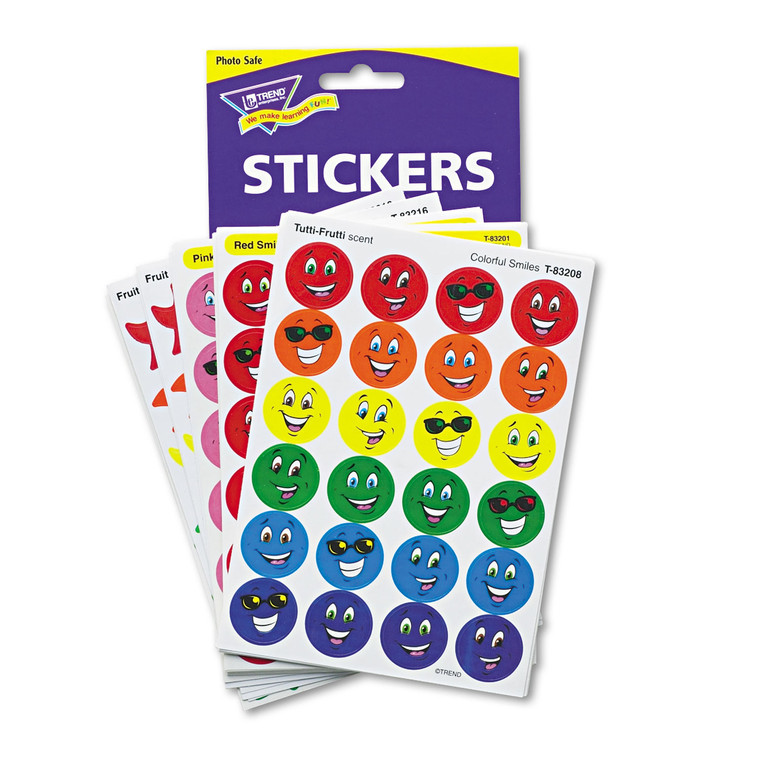 Stinky Stickers Variety Pack, Smiles And Stars, Assorted Colors, 648/pack - TEPT83905