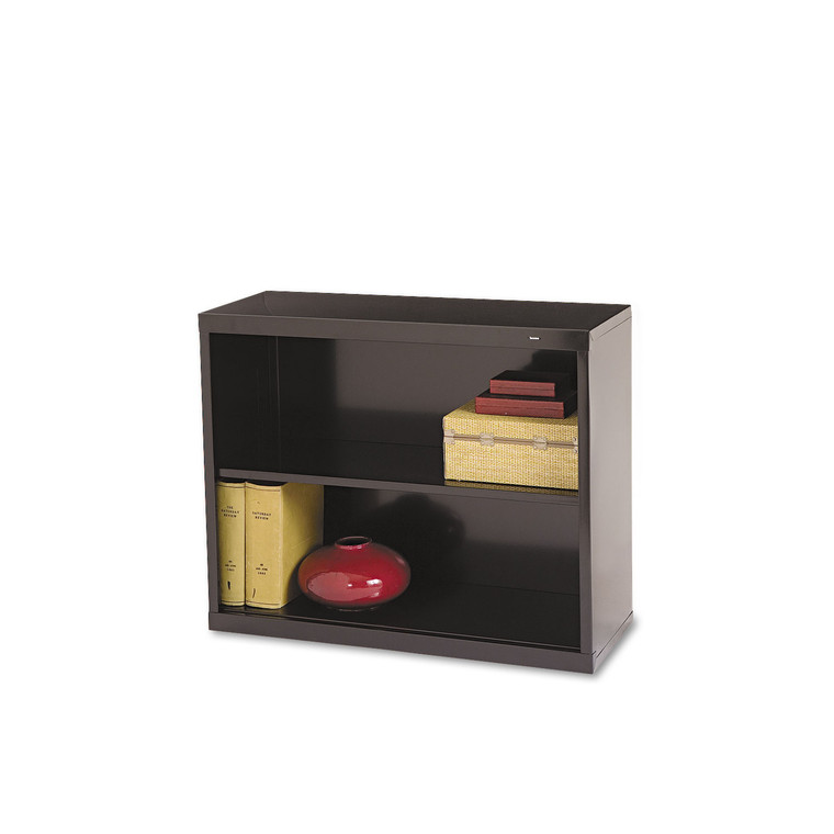 Metal Bookcase, Two-Shelf, 34-1/2w X 13-1/2d X 28h, Black - TNNB30BK