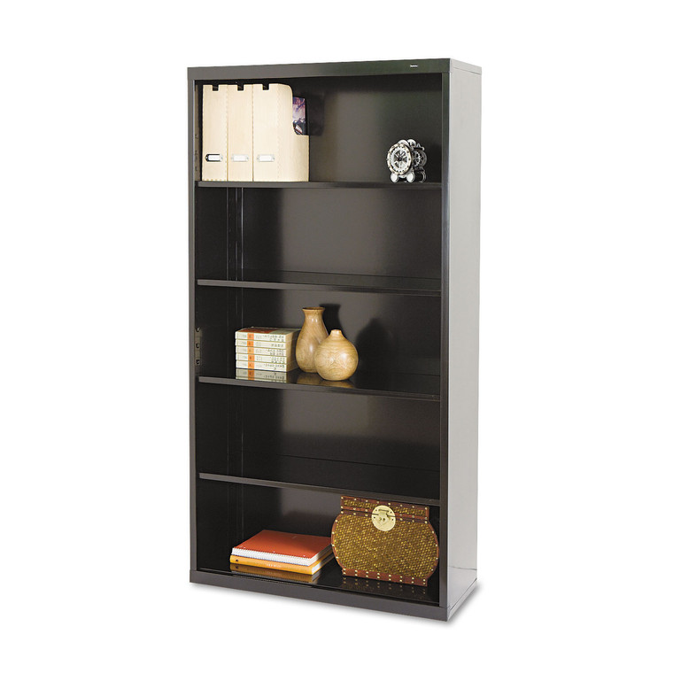 Metal Bookcase, Five-Shelf, 34-1/2w X 13-1/2d X 66h, Black - TNNB66BK