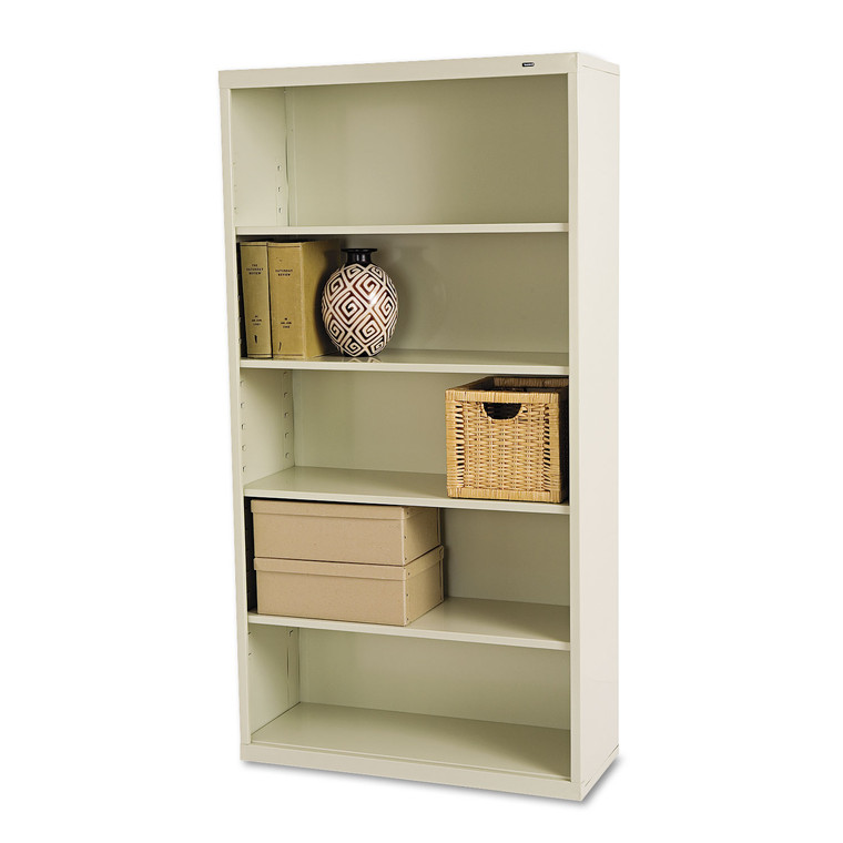 Metal Bookcase, Five-Shelf, 34-1/2w X 13-1/2d X 66h, Putty - TNNB66PY