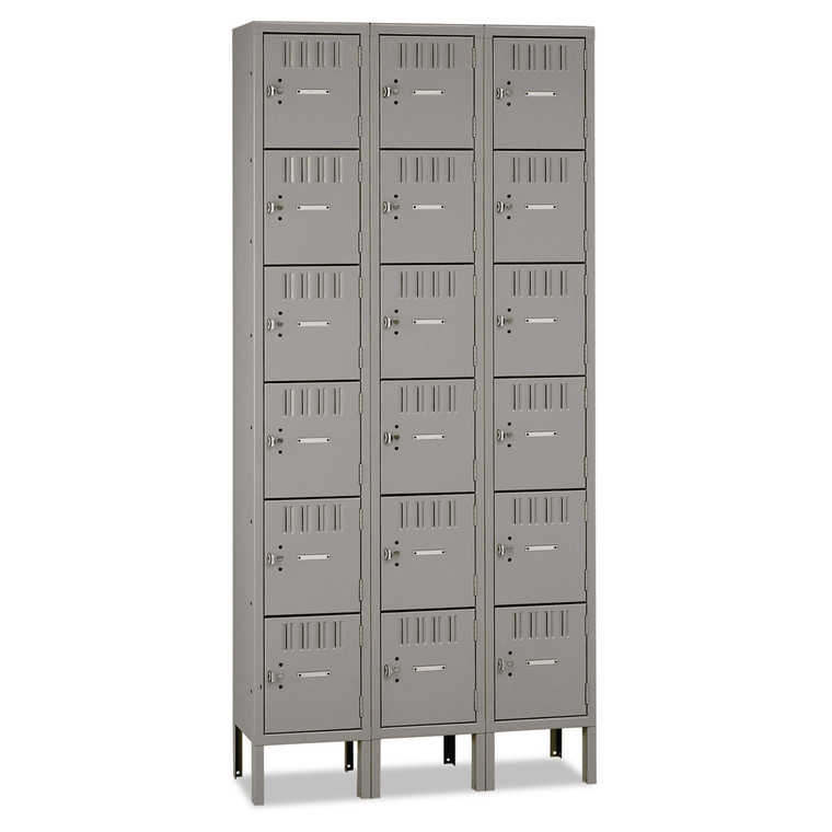 Box Compartments With Legs, Triple Stack, 36w X 18d X 78h, Medium Gray - TNNBS61218123MG