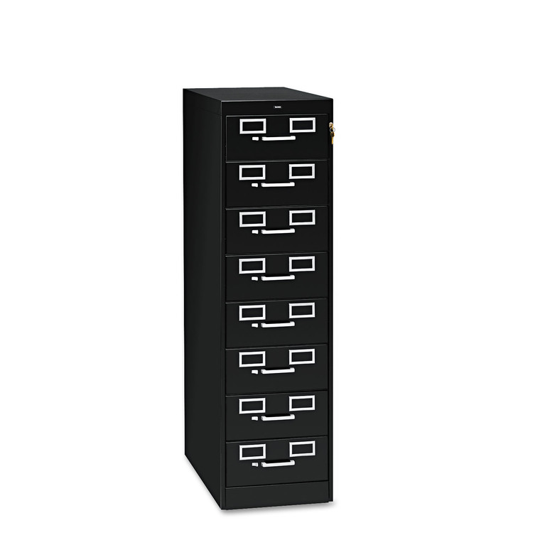 Eight-Drawer Multimedia/card File Cabinet, Black, 15" X 28.5" X 52" - TNNCF846BK