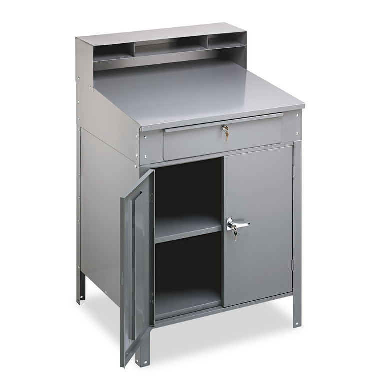 Steel Cabinet Shop Desk, 34.5" X 29" X 53", Medium Gray - TNNSR58MG