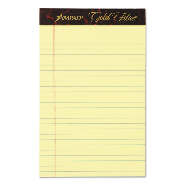 Gold Fibre Quality Writing Pads, Medium/college Rule, 50 Canary-Yellow 5 X 8 Sheets, Dozen - TOP20004