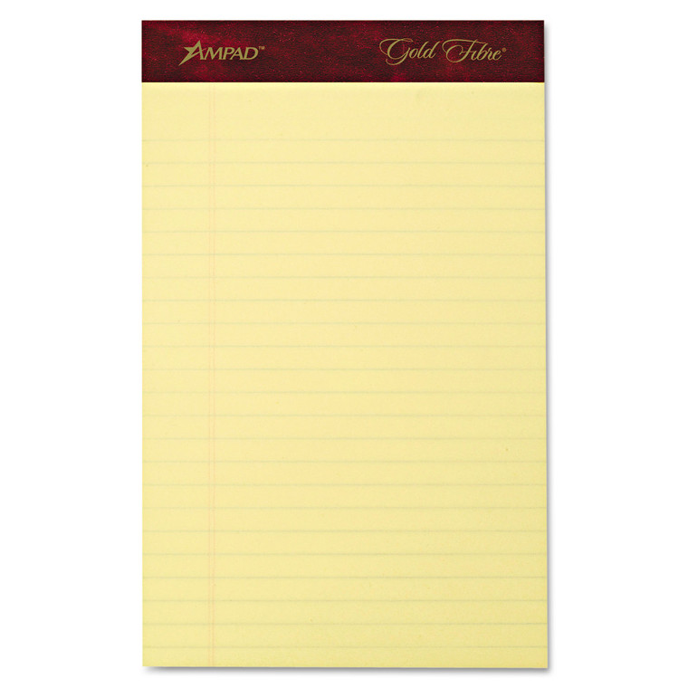 Gold Fibre Writing Pads, Narrow Rule, 50 Canary-Yellow 5 X 8 Sheets, 4/pack - TOP20029