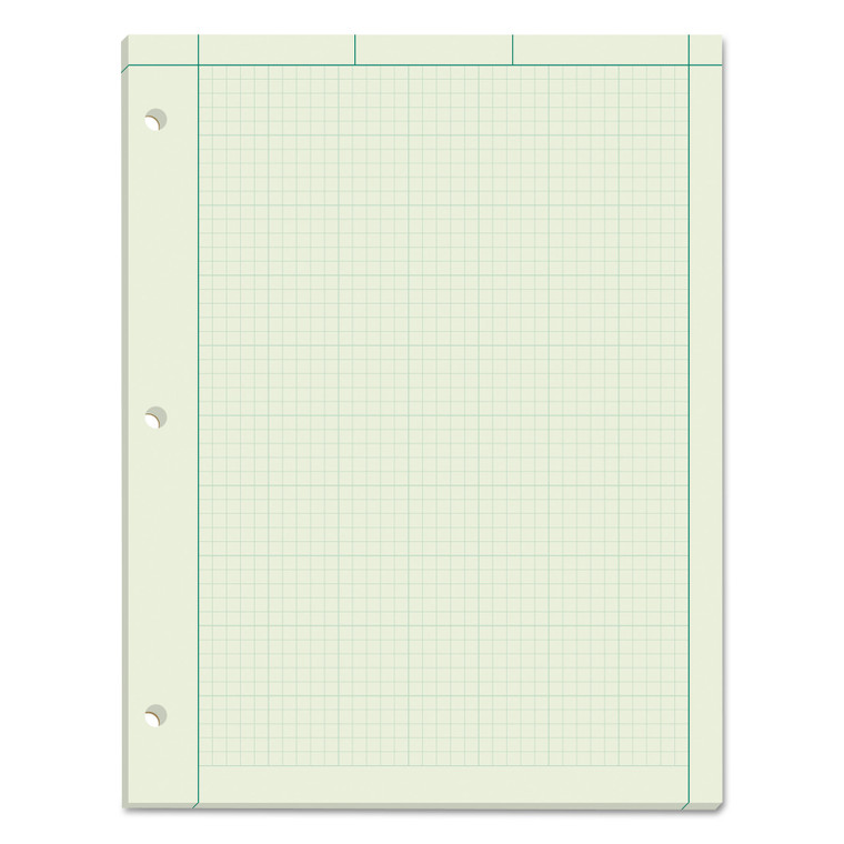 Engineering Computation Pads, Cross-Section Quadrille Rule (5 Sq/in, 1 Sq/in), Green Cover, 100 Green-Tint 8.5 X 11 Sheets - TOP35500