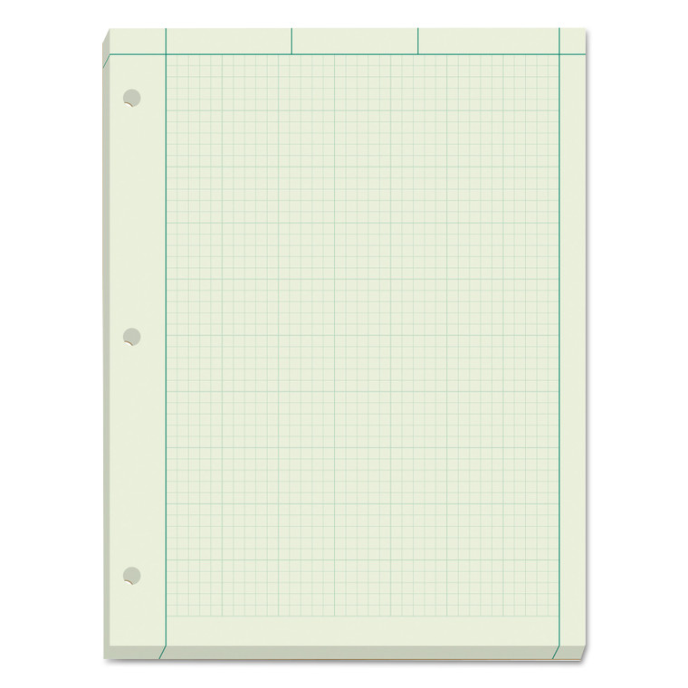 Engineering Computation Pads, Cross-Section Quadrille Rule (5 Sq/in, 1 Sq/in), Green Cover, 200 Green-Tint 8.5 X 11 Sheets - TOP35502