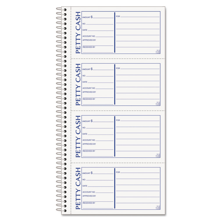 Petty Cash Receipt Book, Two-Part Carbonless, 5.5 X 11, 4/page, 200 Forms - TOP4109