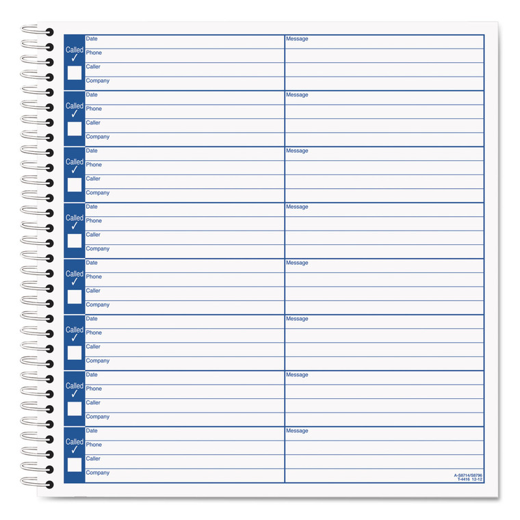 Voice Message Log Books, 8.5 X 8.25, 1/page, 800 Forms - TOP4416