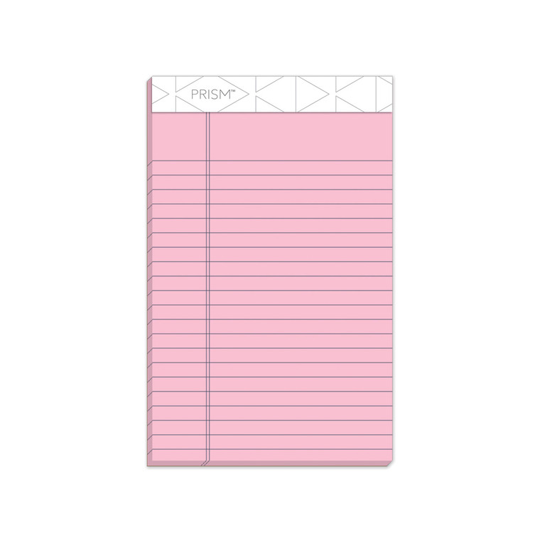 Prism + Colored Writing Pads, Narrow Rule, 50 Pastel Pink 5 X 8 Sheets, 12/pack - TOP63050