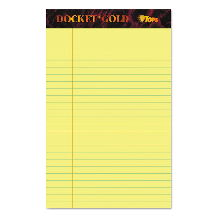 Docket Gold Ruled Perforated Pads, Narrow Rule, 50 Canary-Yellow 5 X 8 Sheets, 12/pack - TOP63900