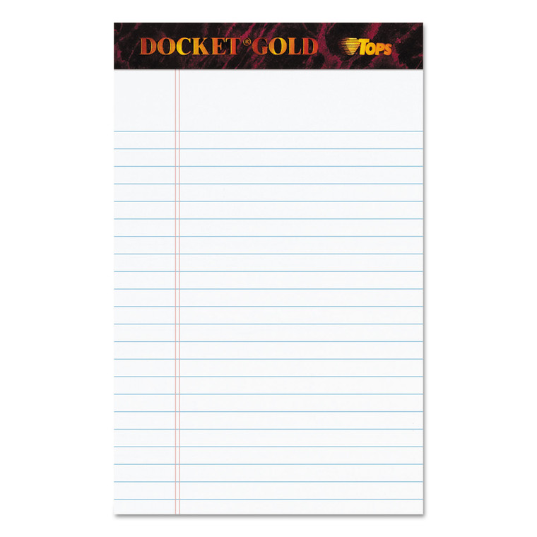 Docket Gold Ruled Perforated Pads, Narrow Rule, 50 White 5 X 8 Sheets, 12/pack - TOP63910