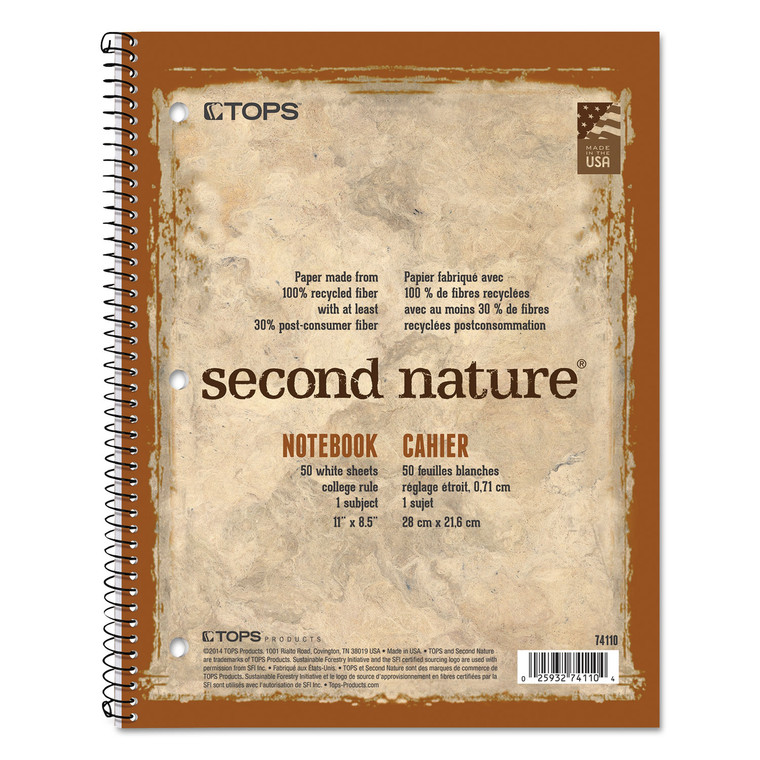 Second Nature Single Subject Wirebound Notebook, Medium/college Rule, Randomly Assorted Covers, 11 X 8.5, 80 Sheets - TOP74111