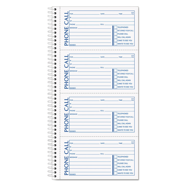 Second Nature Phone Call Book, Two-Part Carbonless, 2.75 X 5, 4/page, 400 Forms - TOP74620